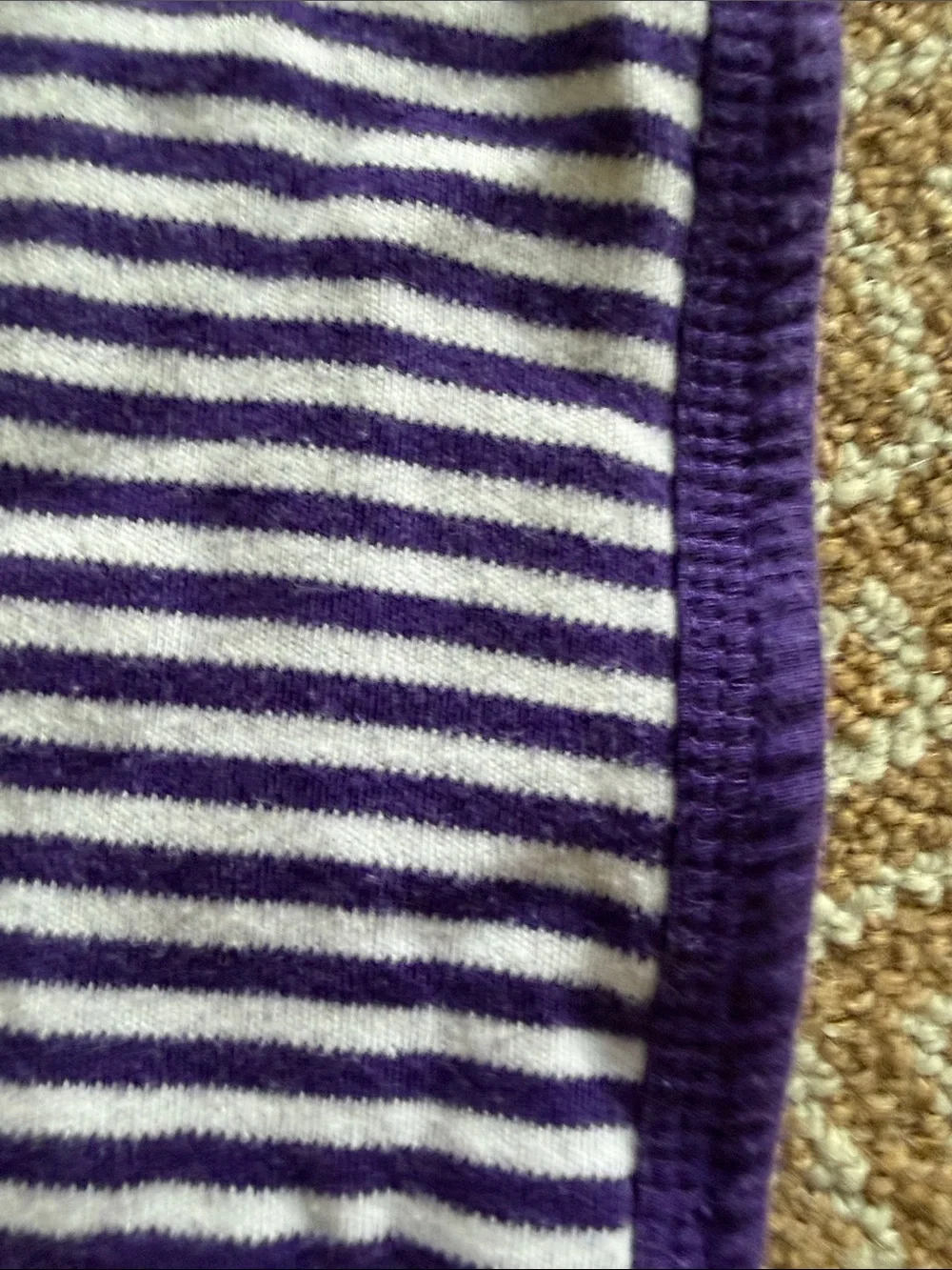 TCU Striped Throw Blanket in Purple. and White with Purple Trim Baby Blanket